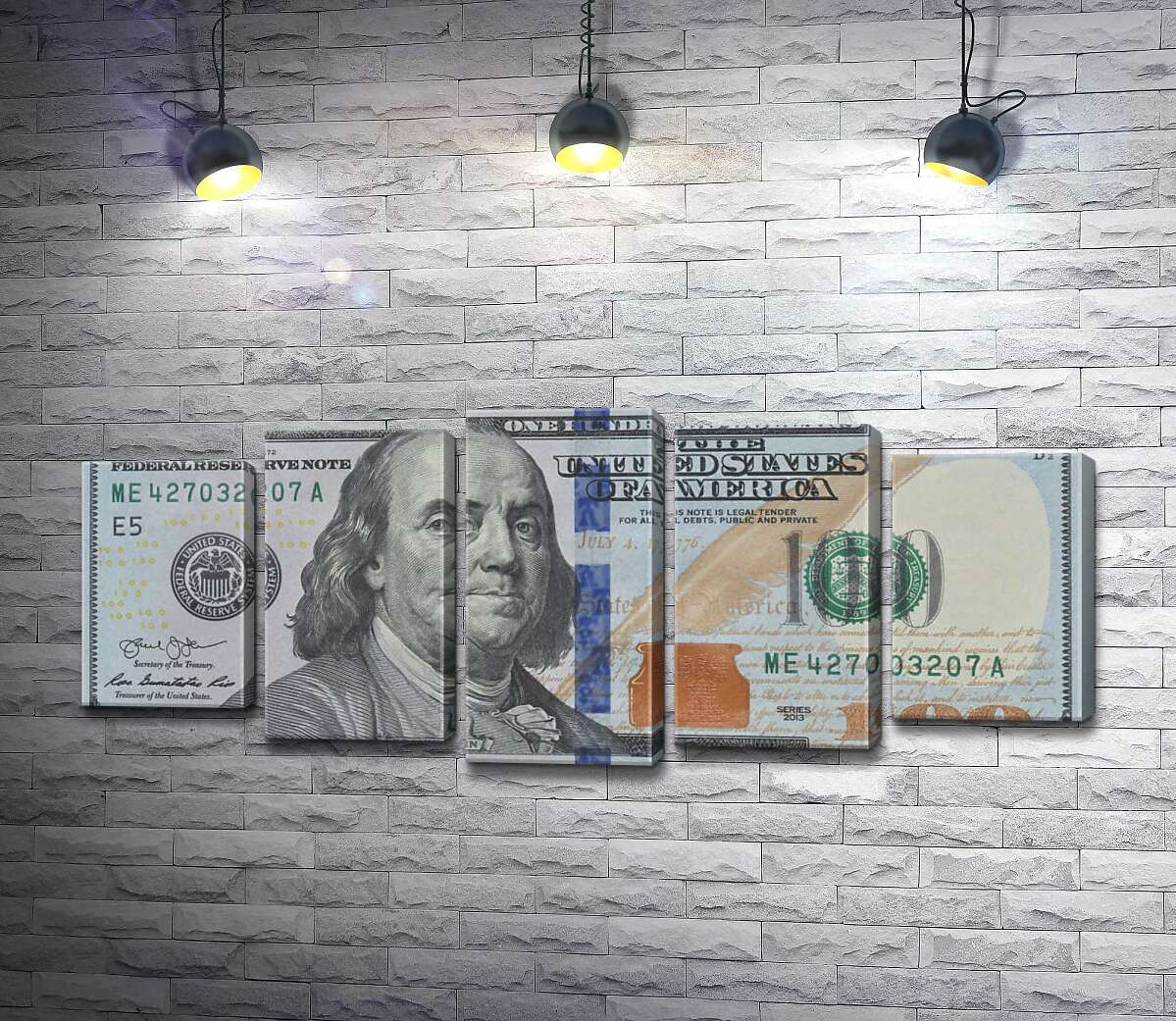 модульная картина Новая купюра 100 долларов (Модуль №4)