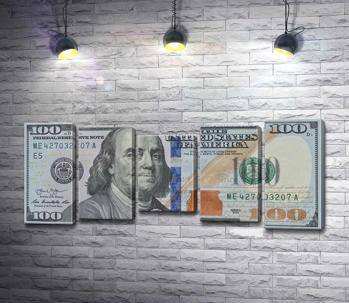 модульная картина Новая купюра 100 долларов (Модуль №27)