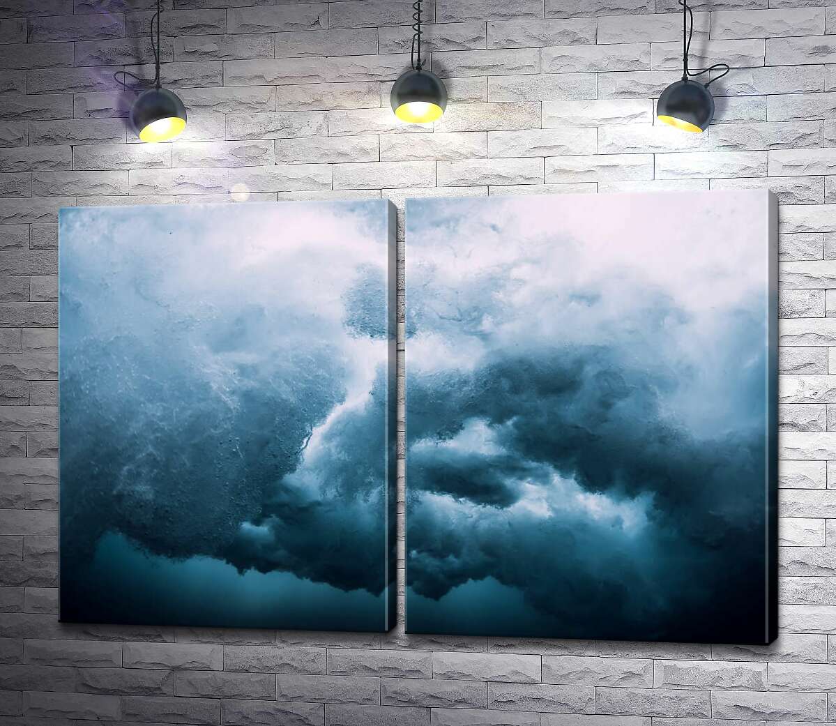 модульная картина Градиент синего в грозовых облаках