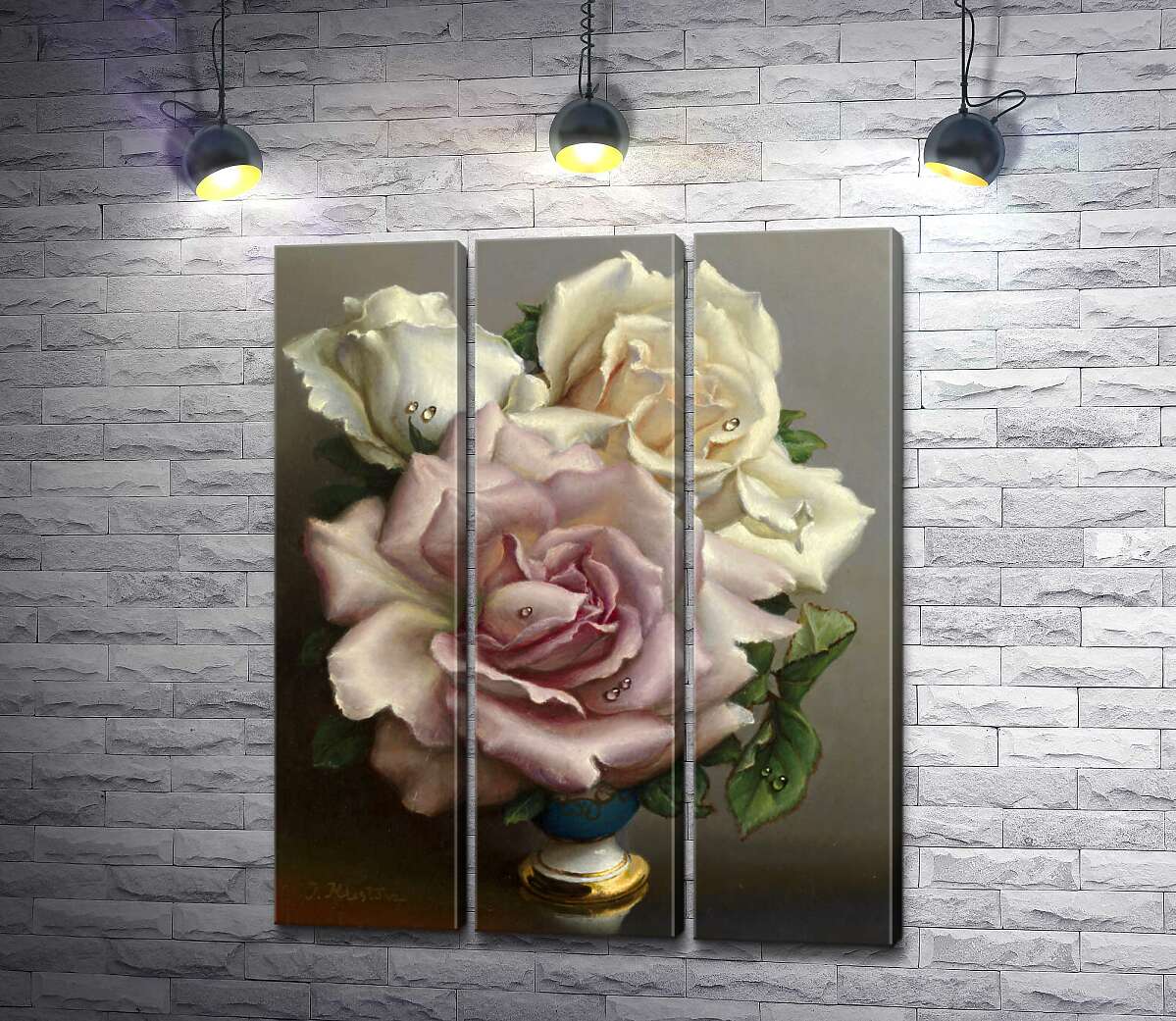 модульна картина Білі та Рожеві Троянди (White and Pink Roses) - Ірина Клестова (Irene Klestova)