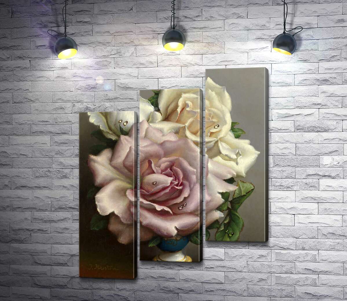 модульна картина Білі та Рожеві Троянди (White and Pink Roses) - Ірина Клестова (Irene Klestova)