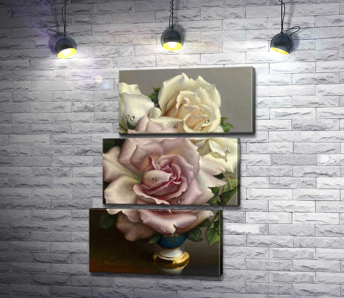 модульна картина Білі та Рожеві Троянди (White and Pink Roses) - Ірина Клестова (Irene Klestova)