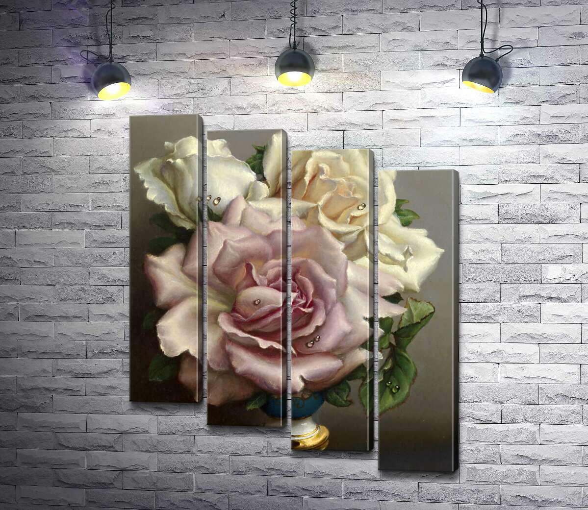 модульна картина Білі та Рожеві Троянди (White and Pink Roses) - Ірина Клестова (Irene Klestova)