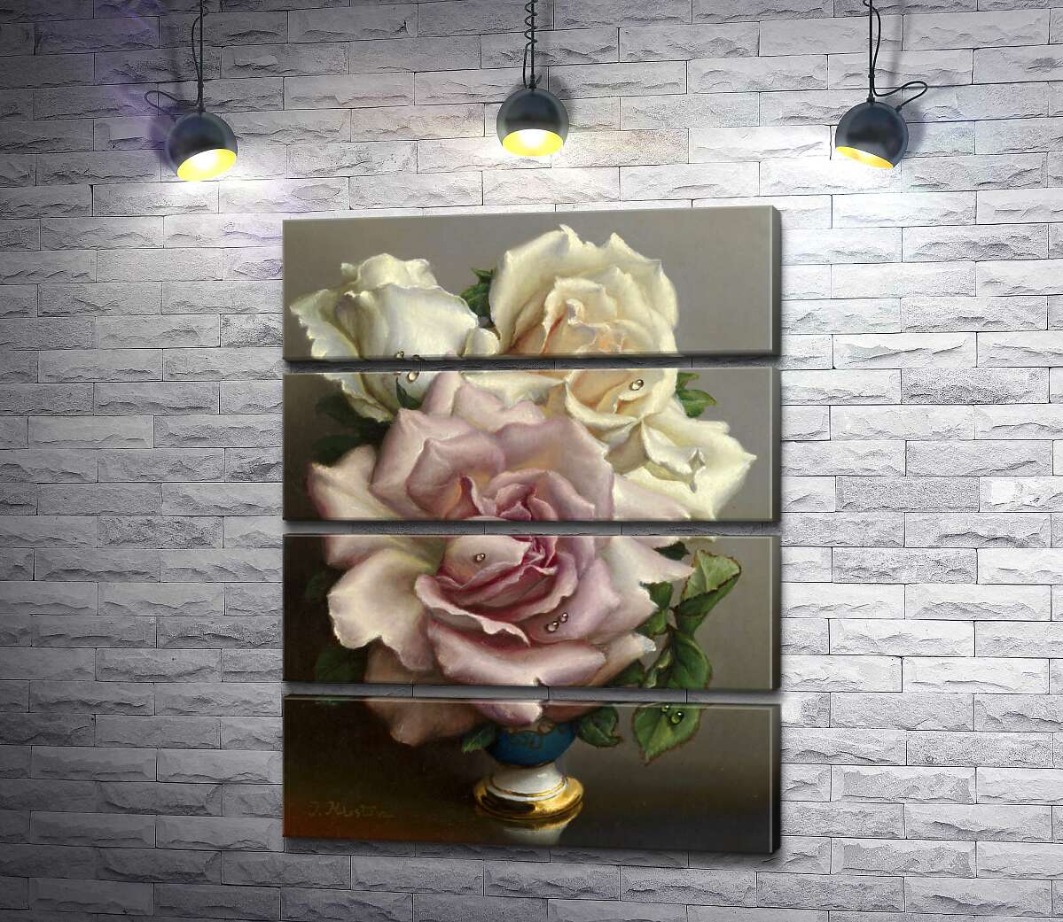 модульна картина Білі та Рожеві Троянди (White and Pink Roses) - Ірина Клестова (Irene Klestova)