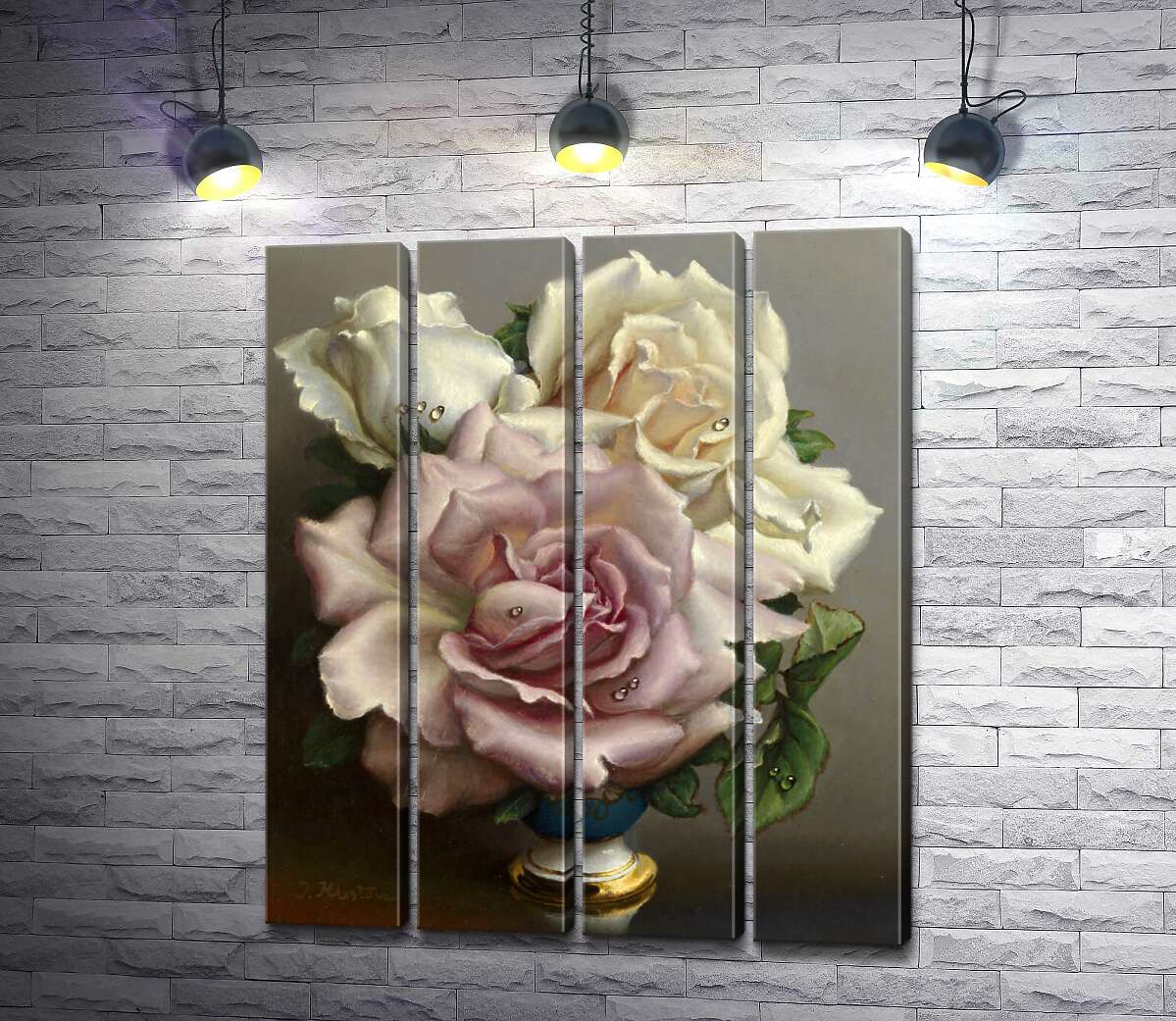 модульна картина Білі та Рожеві Троянди (White and Pink Roses) - Ірина Клестова (Irene Klestova)