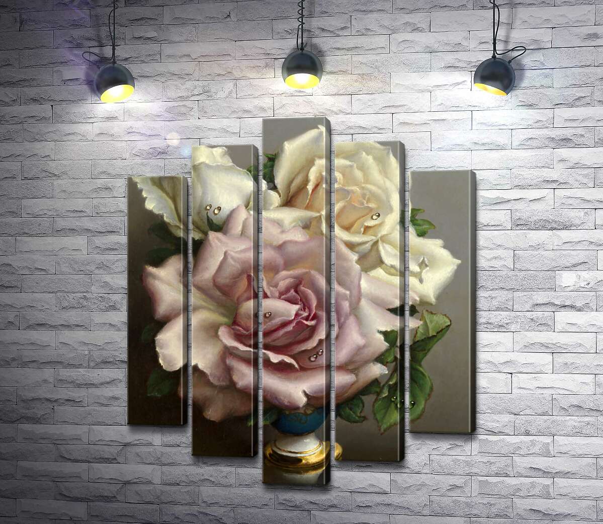 модульна картина Білі та Рожеві Троянди (White and Pink Roses) - Ірина Клестова (Irene Klestova)