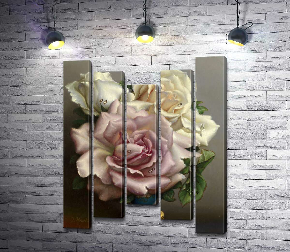 модульна картина Білі та Рожеві Троянди (White and Pink Roses) - Ірина Клестова (Irene Klestova)
