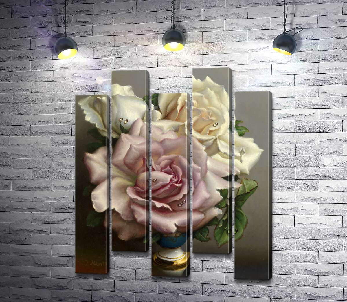 модульна картина Білі та Рожеві Троянди (White and Pink Roses) - Ірина Клестова (Irene Klestova)