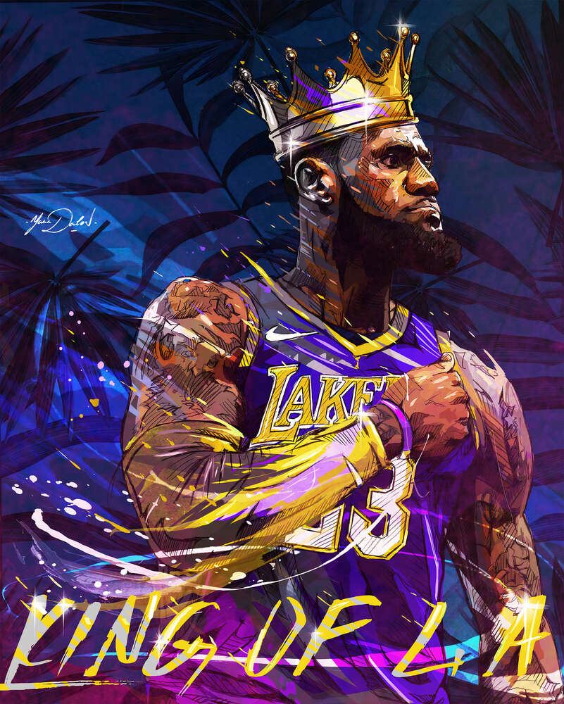 картина-постер Баскетболист Леброн Джеймс (LeBron James) - король Лос-Анджелеса