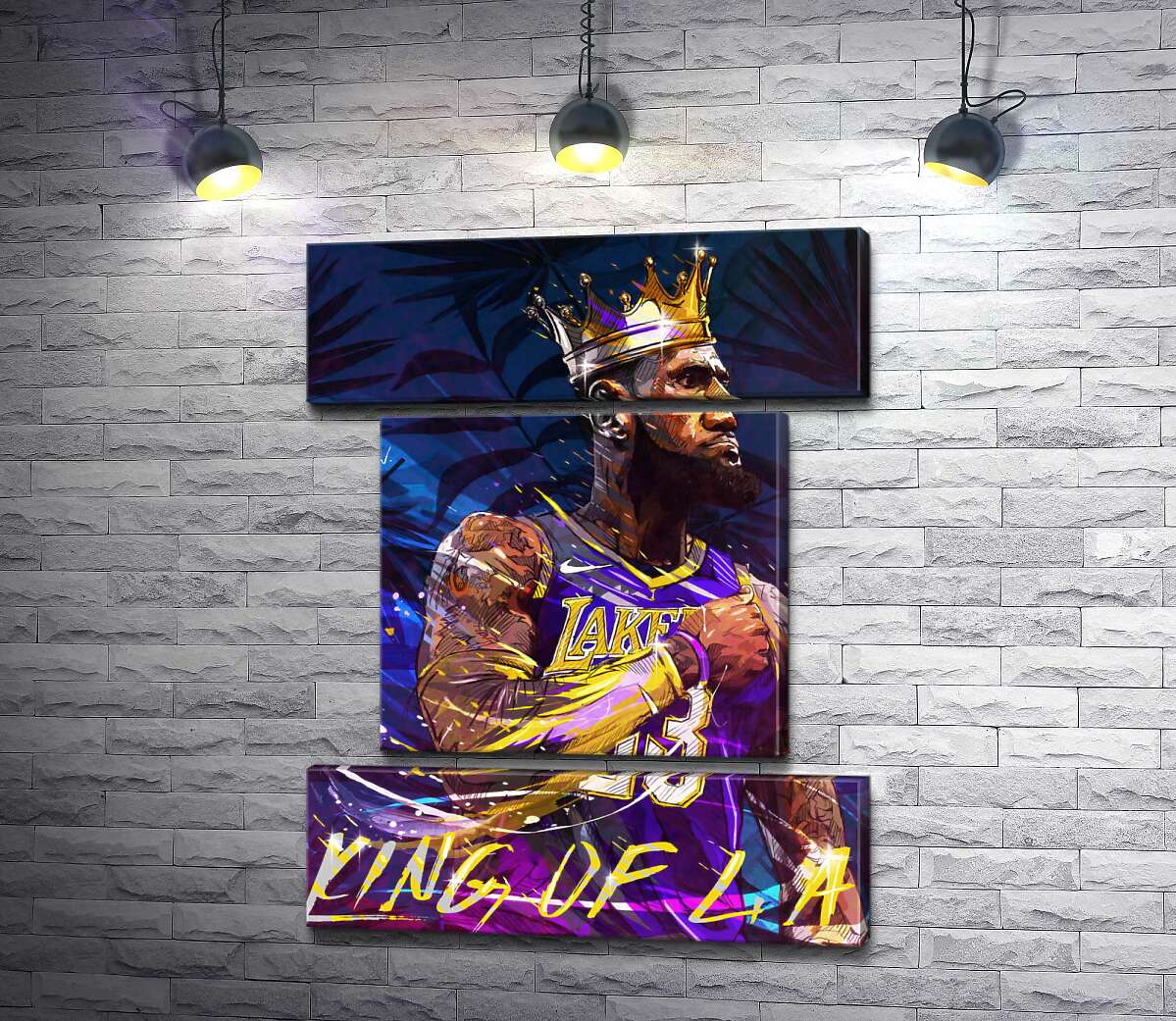 модульная картина Баскетболист Леброн Джеймс (LeBron James) - король Лос-Анджелеса (Модуль №18)
