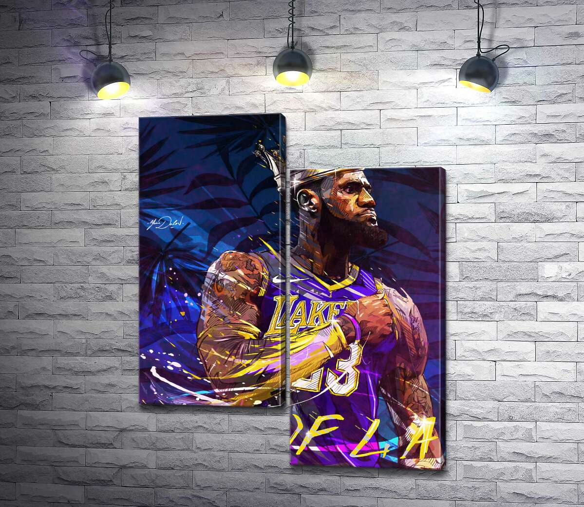 модульная картина Баскетболист Леброн Джеймс (LeBron James) - король Лос-Анджелеса (Модуль №9)
