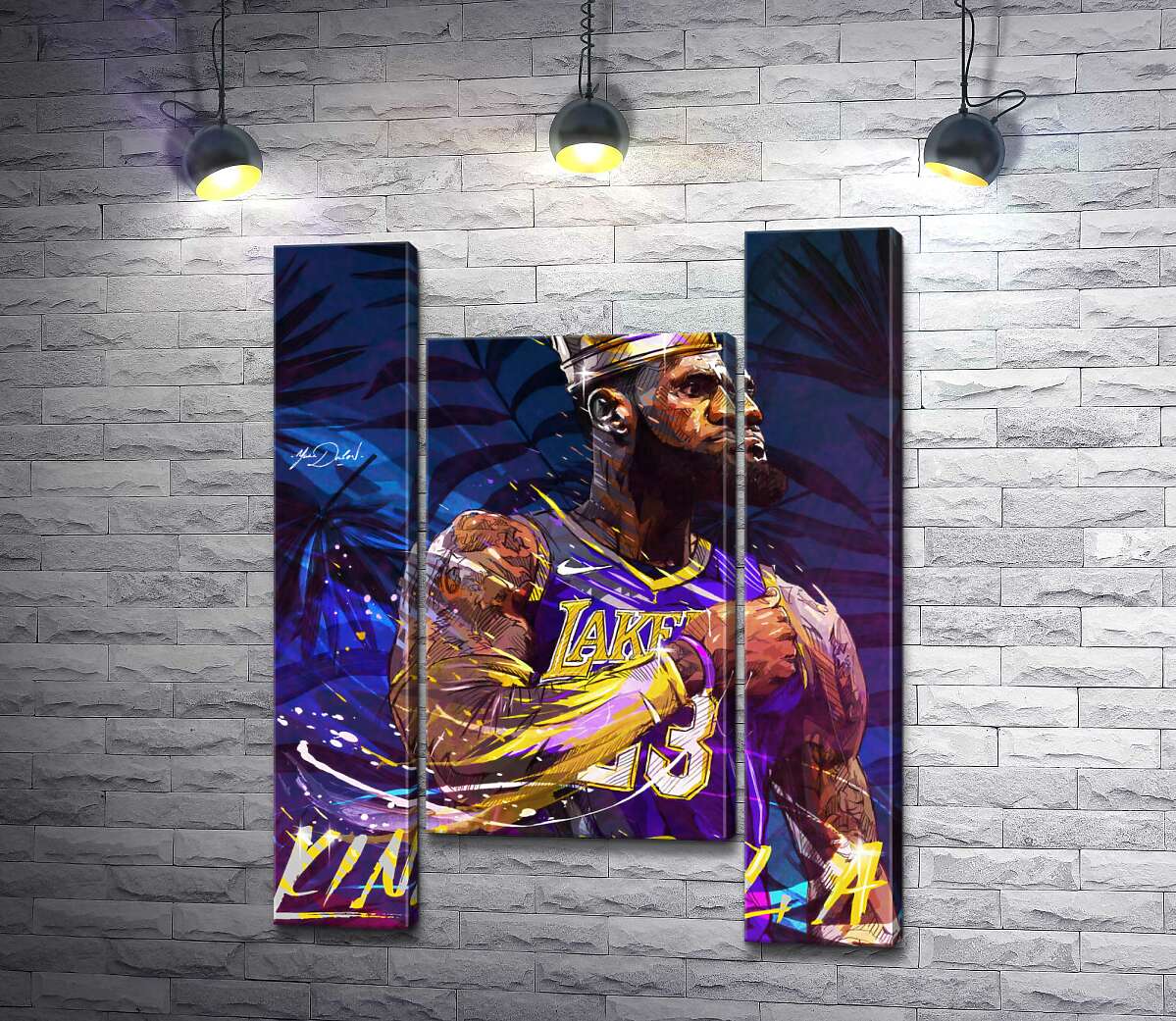 модульная картина Баскетболист Леброн Джеймс (LeBron James) - король Лос-Анджелеса (Модуль №11)