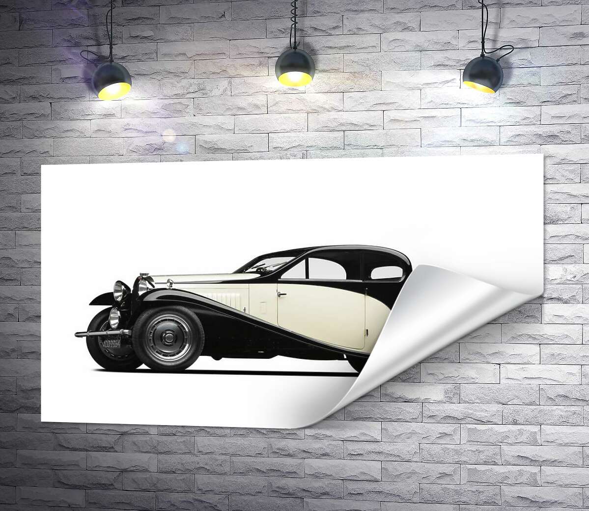 печать Элегантный французский автомобиль Бугатти (Bugatti Type 46)