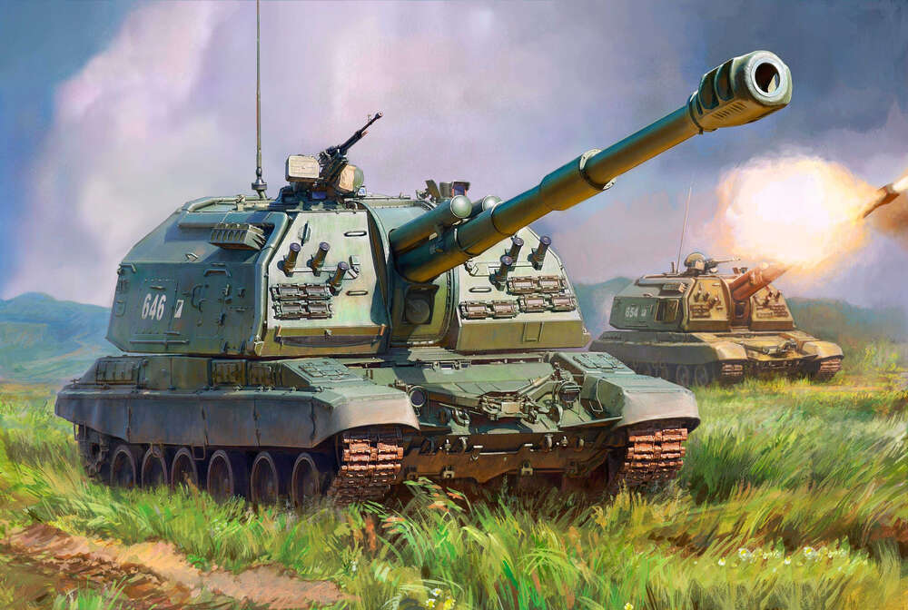 картина-постер Радянський винищувач танків ІСУ-152 Звіробій на полі бою