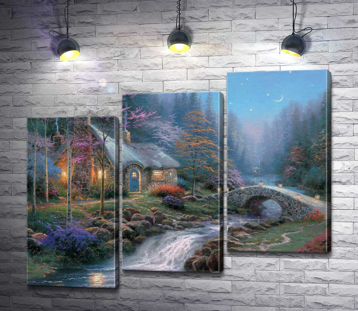 модульна картина Котедж в сутінках (Модуль №14) (Twilight cottage) - Томас Кінкейд (Thomas Kinkade)