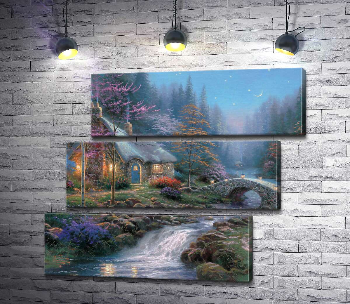 модульна картина Котедж в сутінках (Модуль №17) (Twilight cottage) - Томас Кінкейд (Thomas Kinkade)