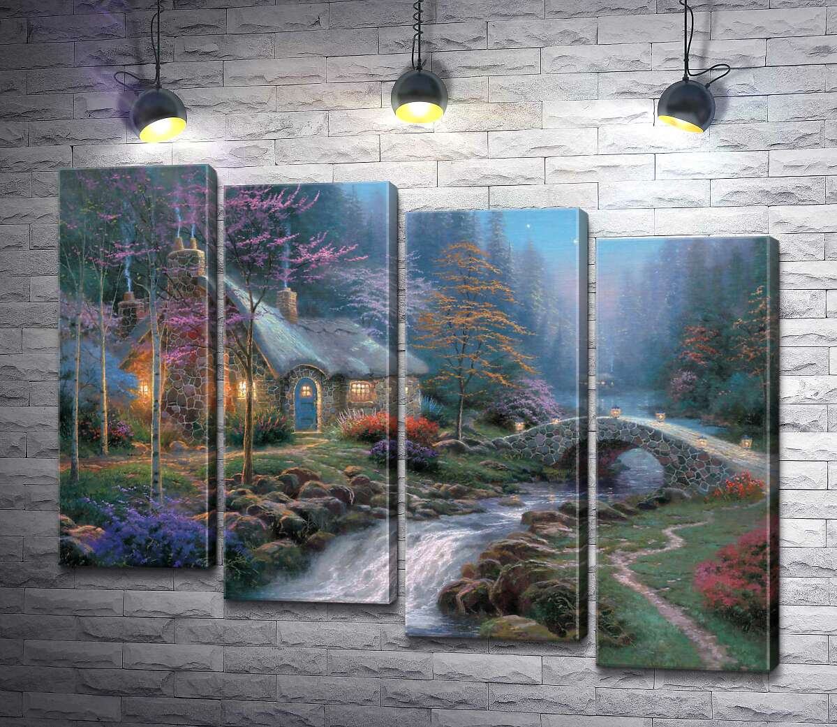 модульна картина Котедж в сутінках (Модуль №19) (Twilight cottage) - Томас Кінкейд (Thomas Kinkade)