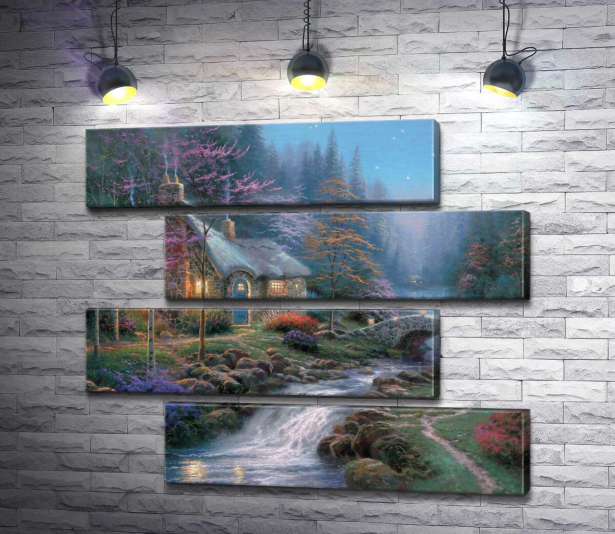 модульна картина Котедж в сутінках (Модуль №23) (Twilight cottage) - Томас Кінкейд (Thomas Kinkade)