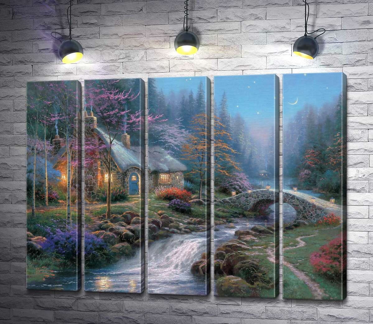 модульна картина Котедж в сутінках (Модуль №26) (Twilight cottage) - Томас Кінкейд (Thomas Kinkade)