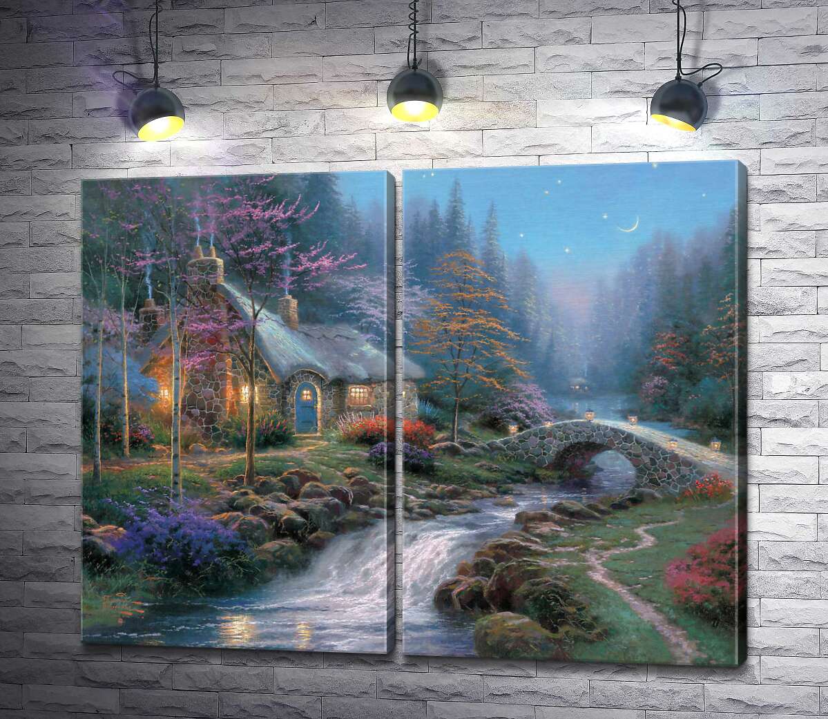 модульная картина Коттедж в сумерках (Twilight cottage) - Томас Кинкейд (Thomas Kinkade)