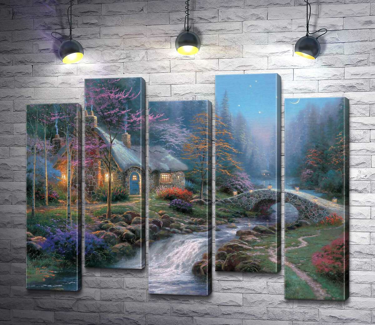 модульна картина Котедж в сутінках (Модуль №30) (Twilight cottage) - Томас Кінкейд (Thomas Kinkade)