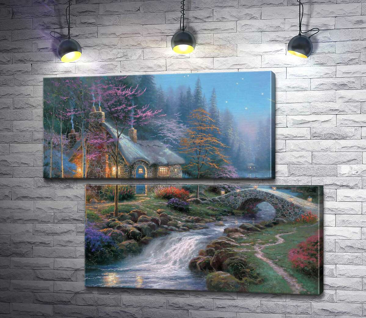 модульна картина Котедж в сутінках (Модуль №8) (Twilight cottage) - Томас Кінкейд (Thomas Kinkade)