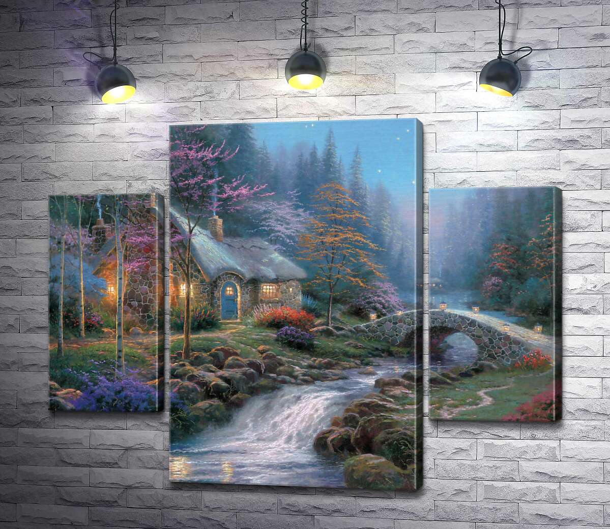 модульна картина Котедж в сутінках (Модуль №5) (Twilight cottage) - Томас Кінкейд (Thomas Kinkade)