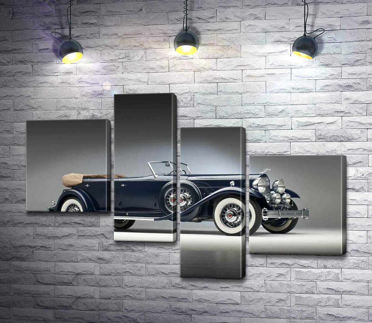 модульная картина Люксовый американский синий автомобиль Packard Twin Six 1932 (Модуль №21)
