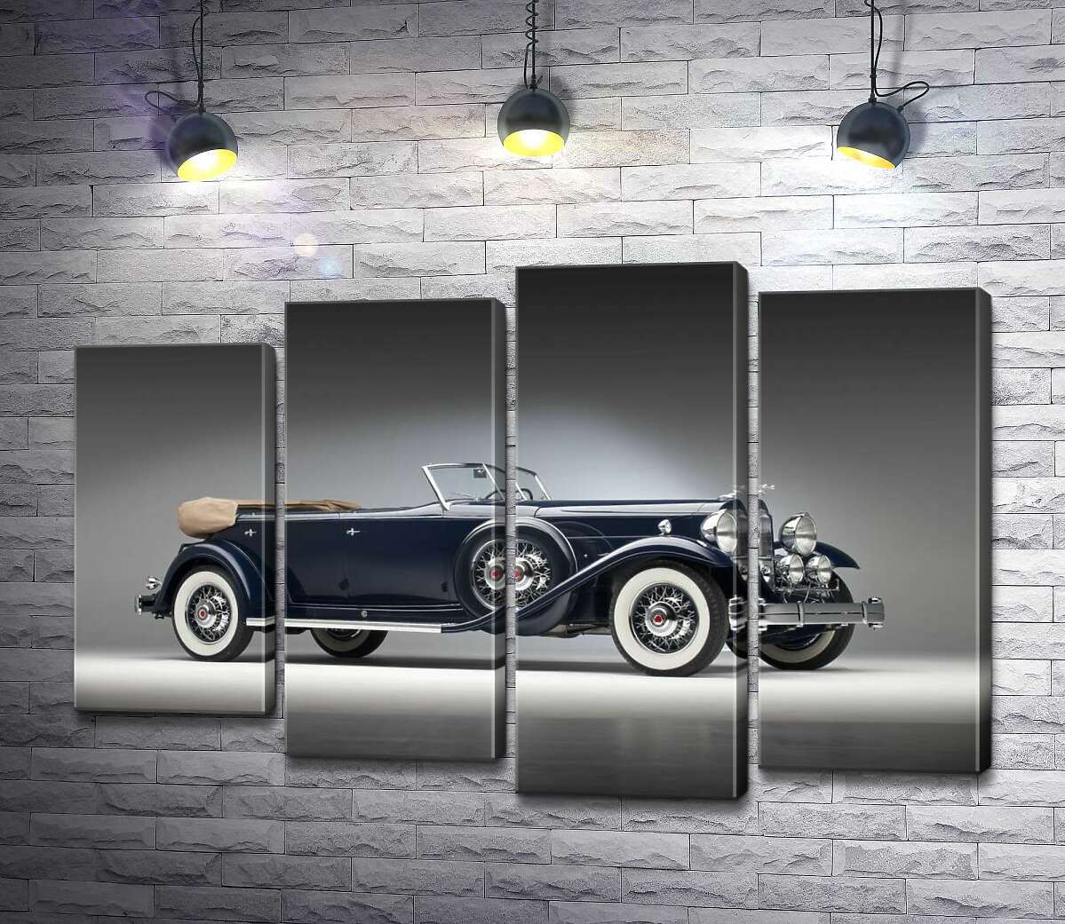 модульная картина Люксовый американский синий автомобиль Packard Twin Six 1932 (Модуль №3)