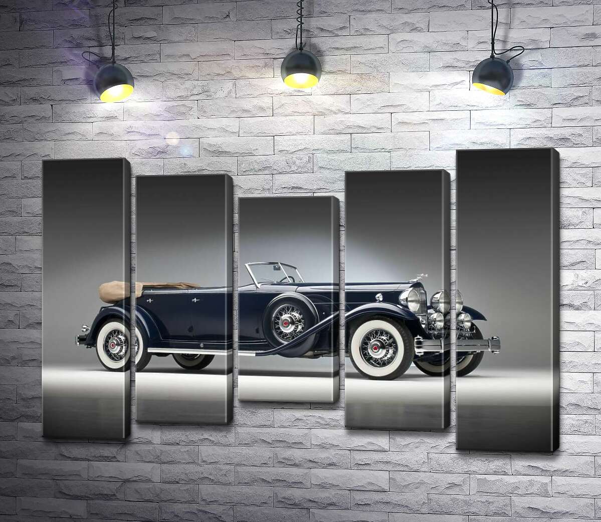 модульная картина Люксовый американский синий автомобиль Packard Twin Six 1932 (Модуль №27)