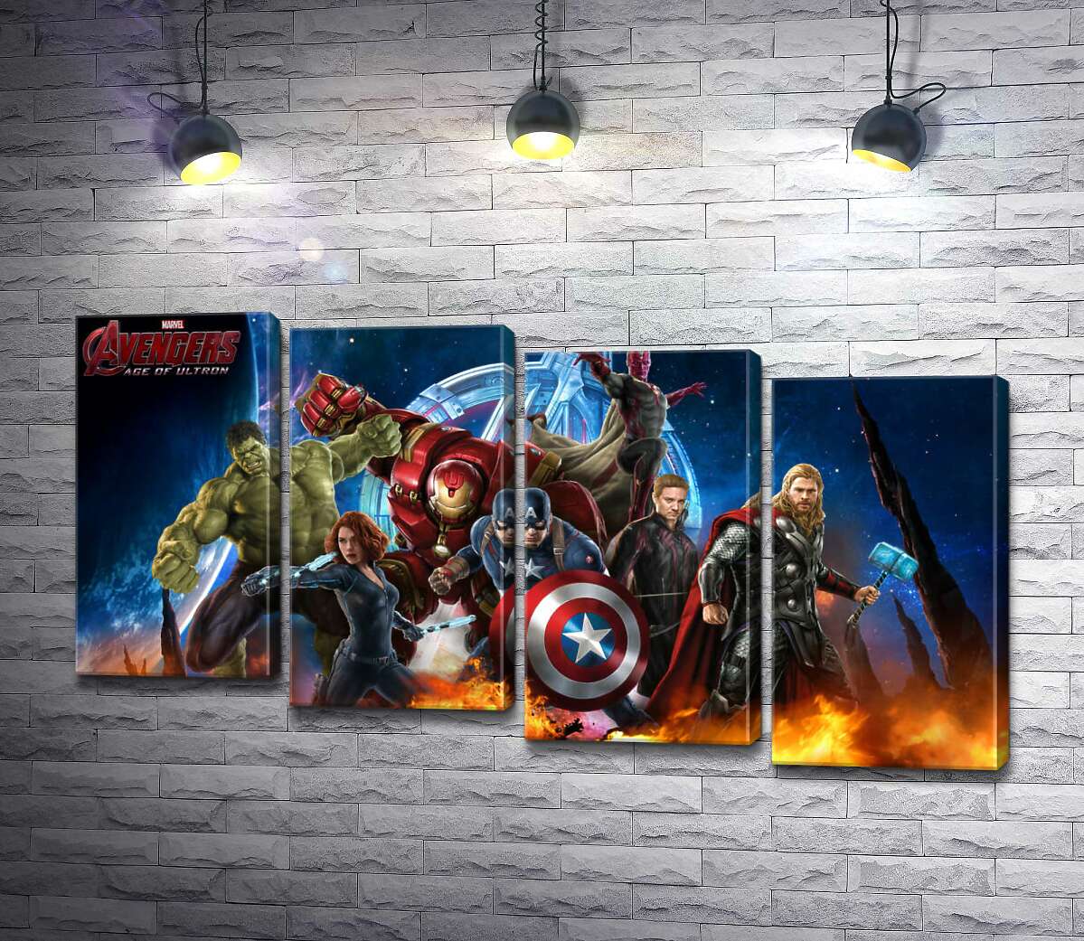 модульная картина Мстители: супергерои Марвел (Marvel) наготове (Модуль №19)
