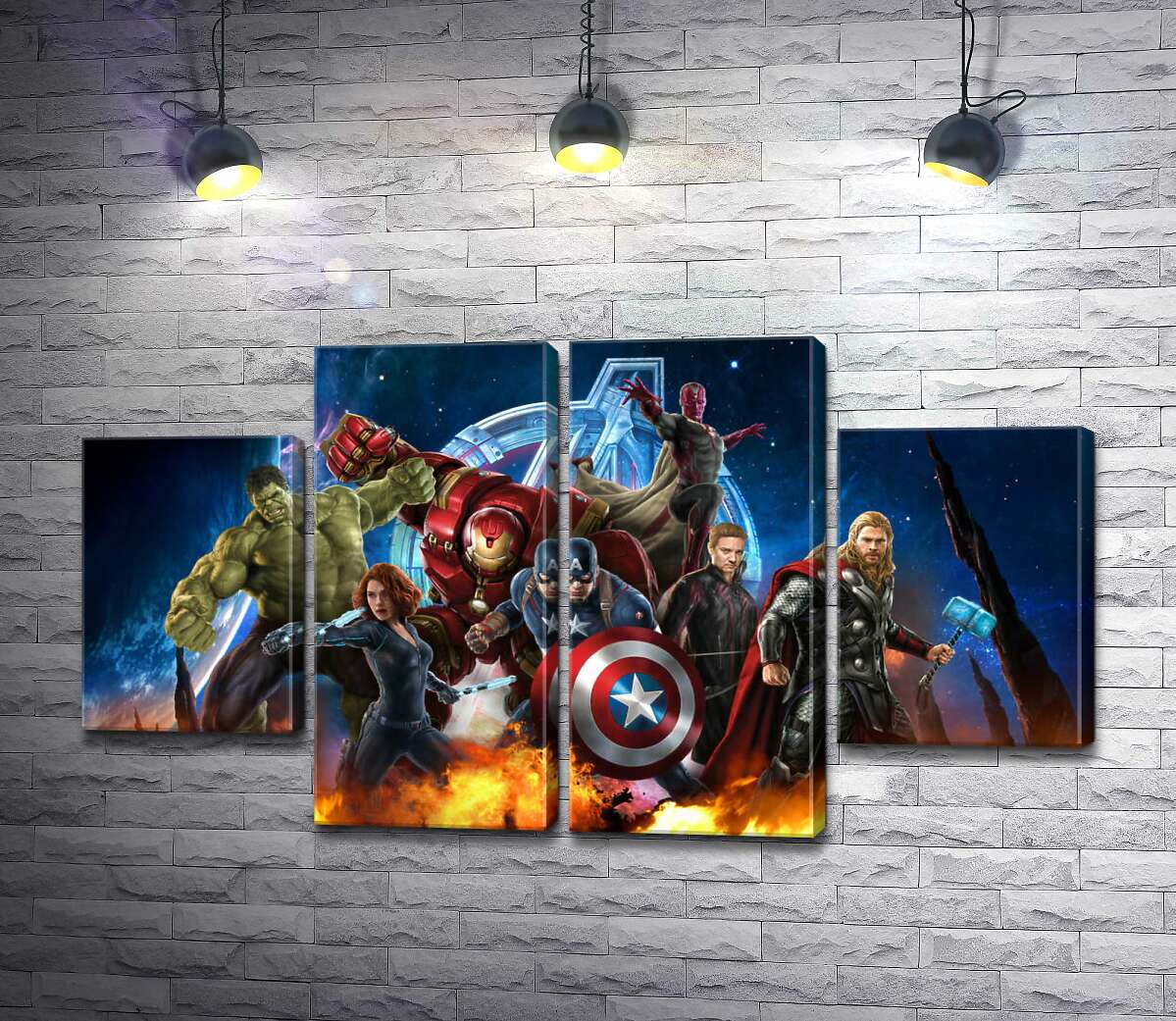 модульная картина Мстители: супергерои Марвел (Marvel) наготове (Модуль №20)