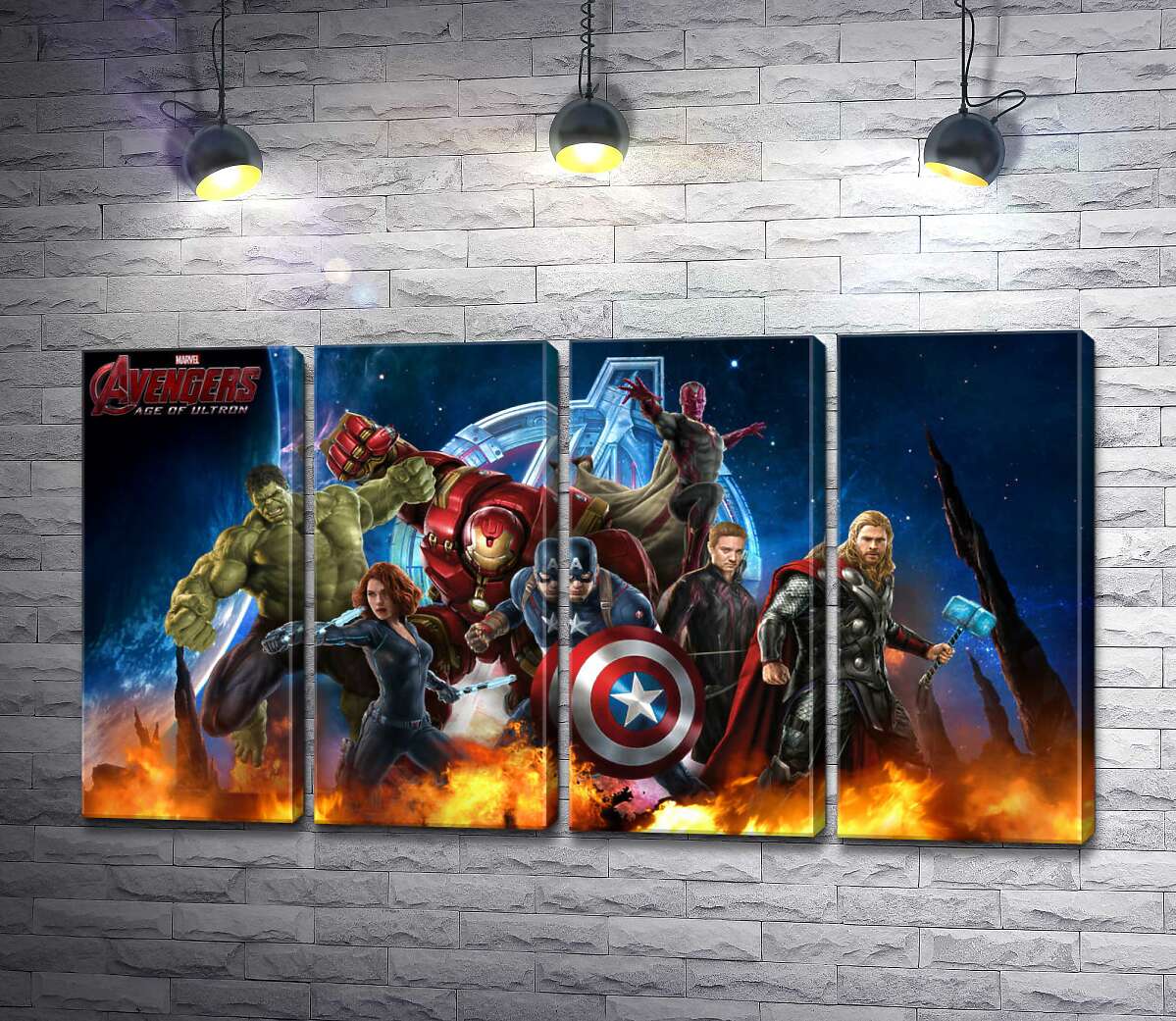 модульная картина Мстители: супергерои Марвел (Marvel) наготове (Модуль №24)