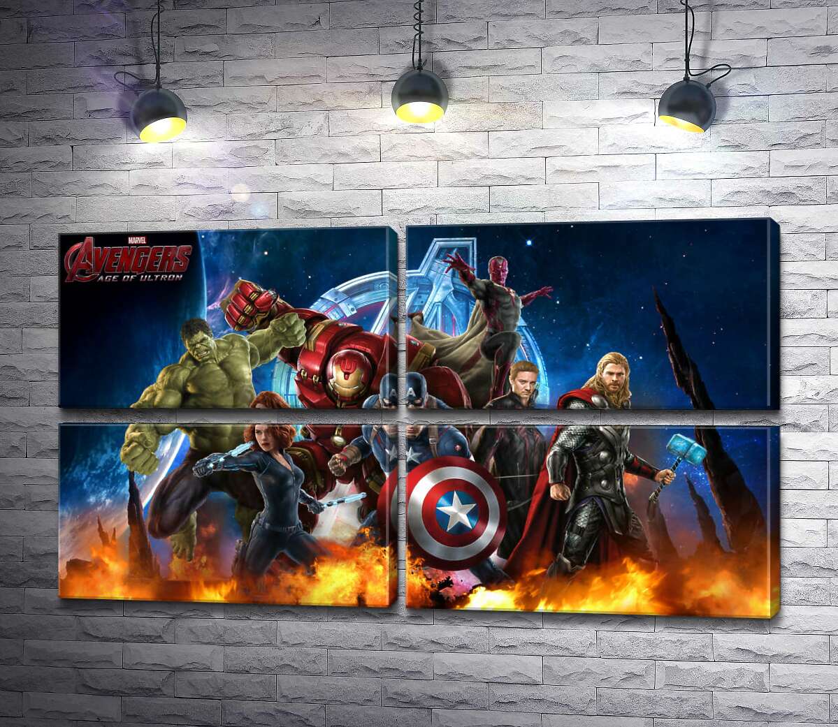 модульная картина Мстители: супергерои Марвел (Marvel) наготове (Модуль №25)