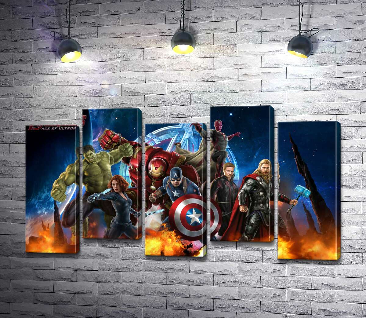 модульная картина Мстители: супергерои Марвел (Marvel) наготове (Модуль №30)