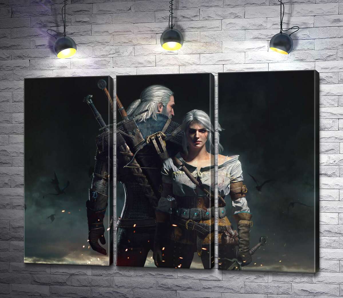 модульная картина Смелые герои игры "Ведьмак" (Witcher): Геральт и Цири (Модуль №2)