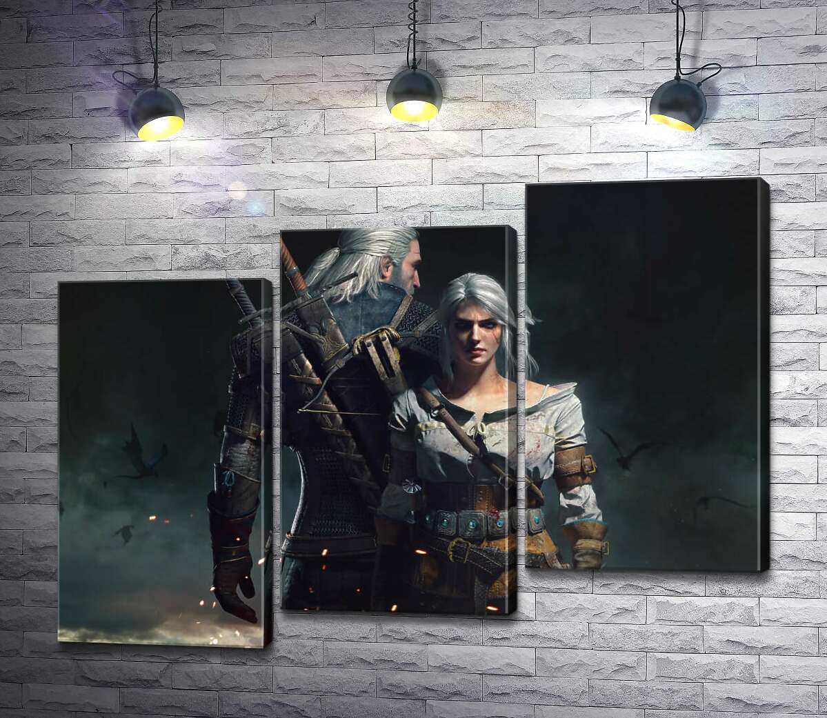 модульна картина Сміливі герої гри "Відьмак"(Witcher): Геральт і Цирі (Модуль №14)