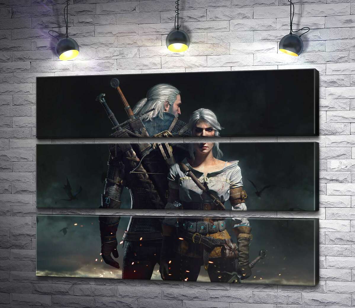 модульная картина Смелые герои игры "Ведьмак" (Witcher): Геральт и Цири (Модуль №15)