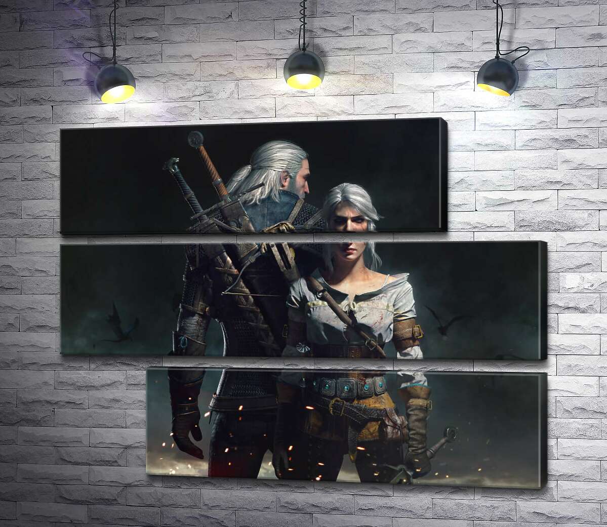 модульна картина Сміливі герої гри "Відьмак"(Witcher): Геральт і Цирі (Модуль №16)