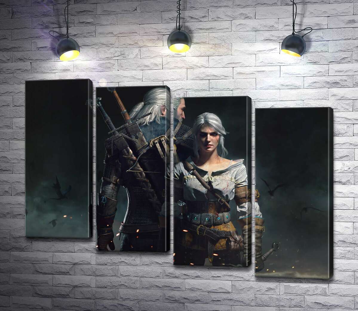 модульная картина Смелые герои игры "Ведьмак" (Witcher): Геральт и Цири (Модуль №19)