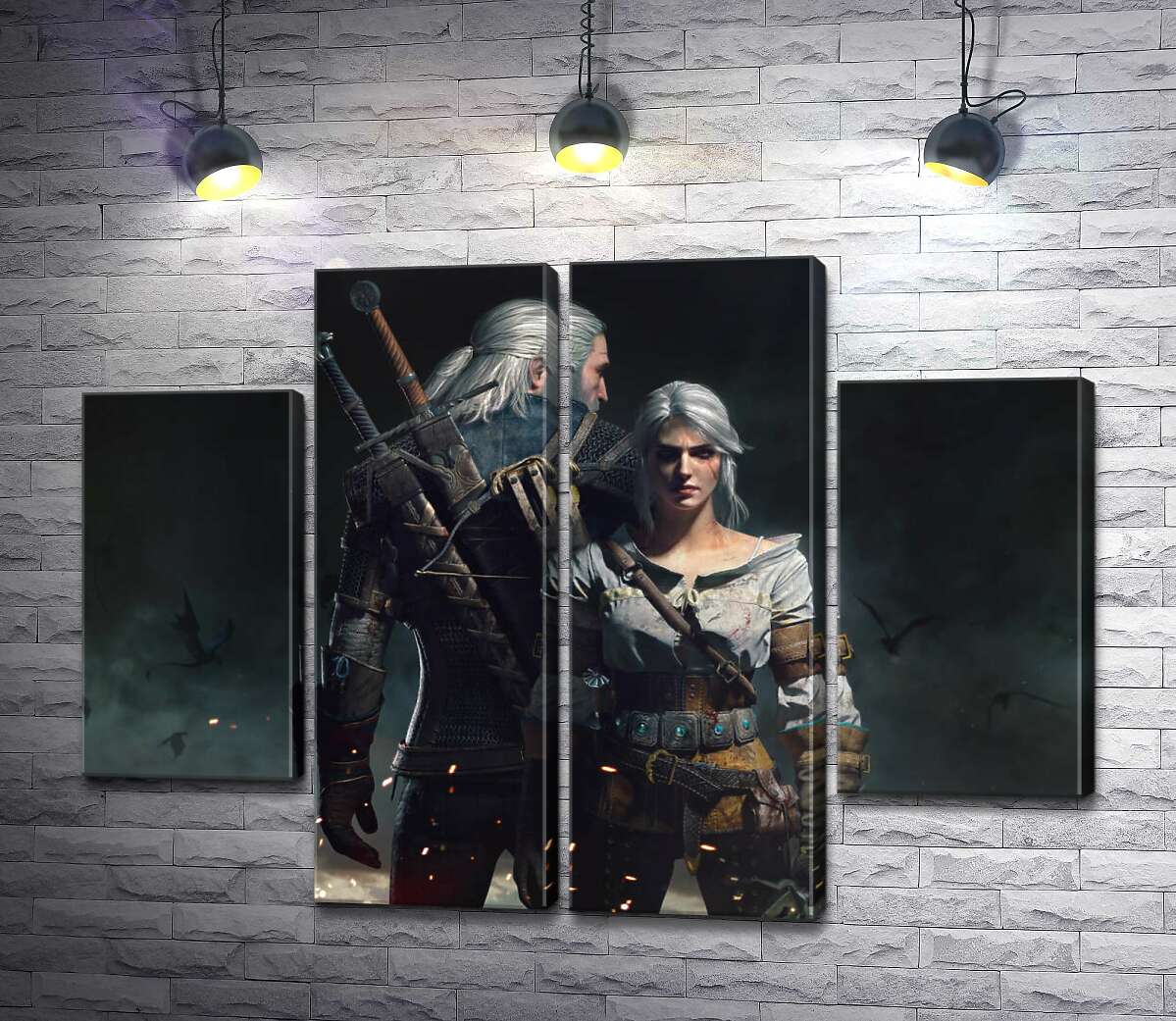 модульна картина Сміливі герої гри "Відьмак"(Witcher): Геральт і Цирі (Модуль №20)
