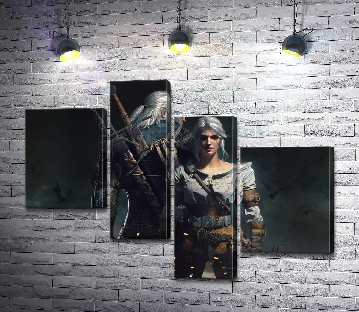 модульна картина Сміливі герої гри "Відьмак"(Witcher): Геральт і Цирі (Модуль №21)