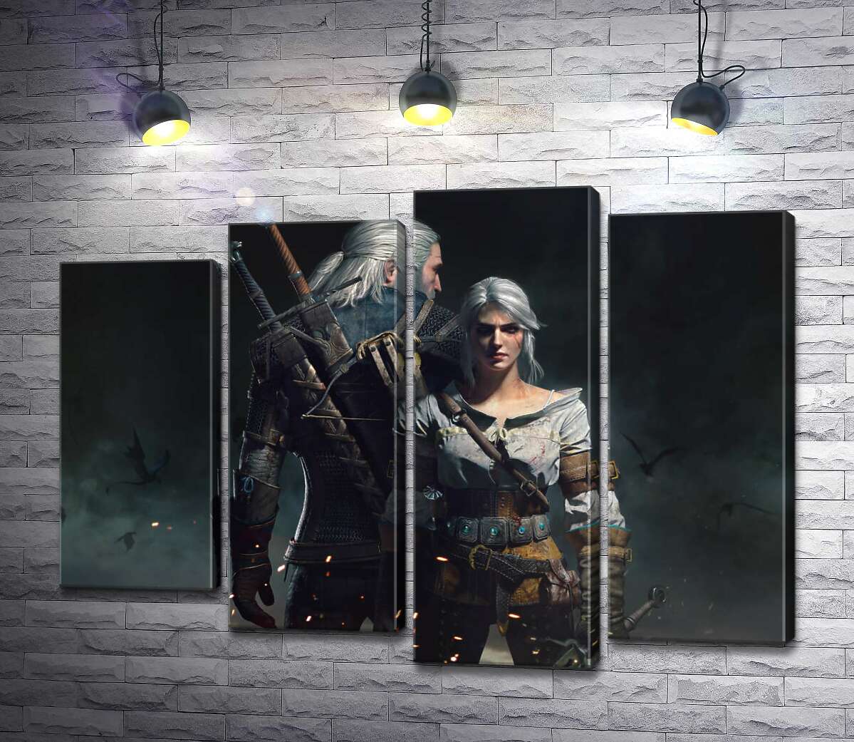 модульна картина Сміливі герої гри "Відьмак"(Witcher): Геральт і Цирі (Модуль №3)