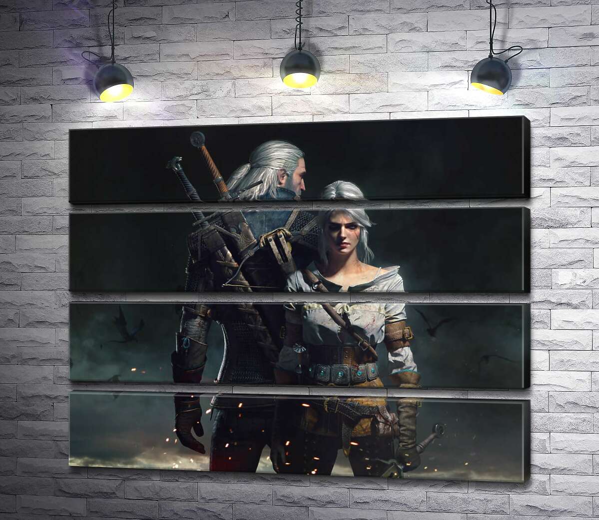 модульна картина Сміливі герої гри "Відьмак"(Witcher): Геральт і Цирі (Модуль №22)
