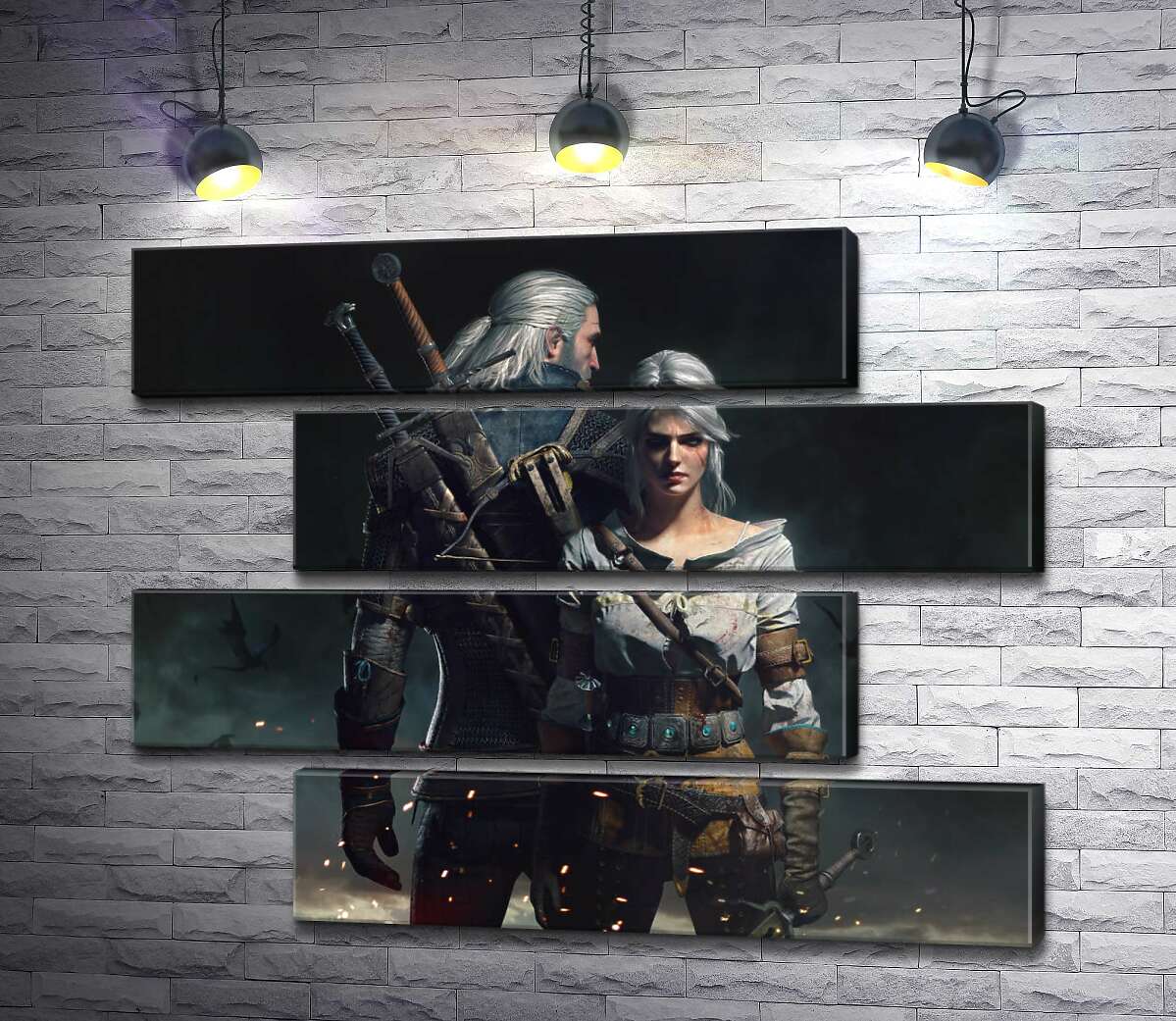 модульна картина Сміливі герої гри "Відьмак"(Witcher): Геральт і Цирі (Модуль №23)