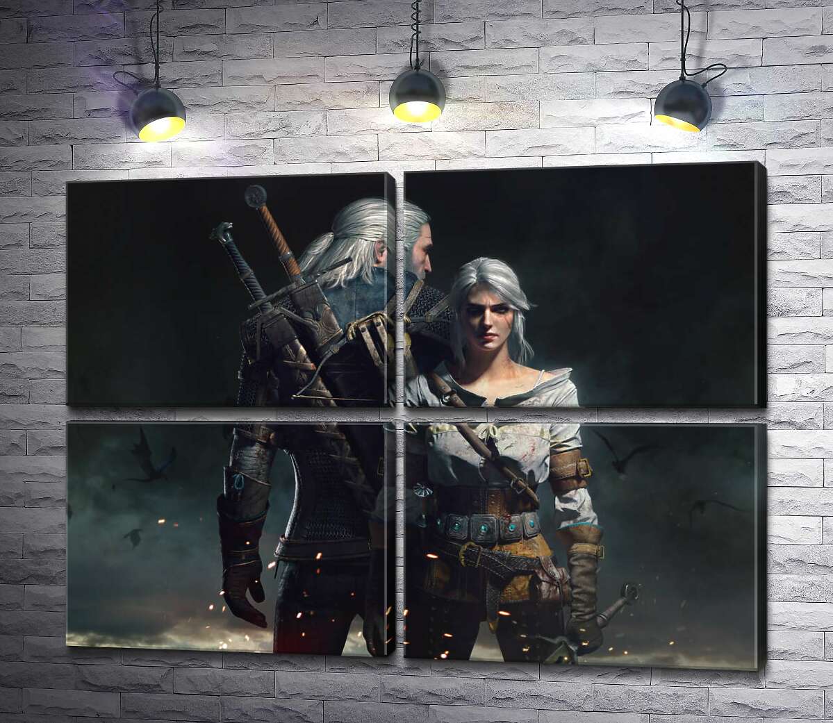 модульна картина Сміливі герої гри "Відьмак"(Witcher): Геральт і Цирі (Модуль №25)