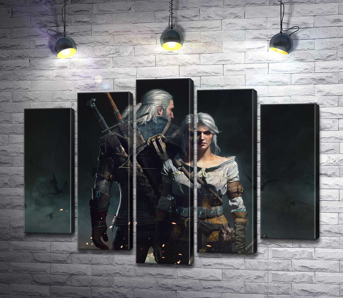 модульна картина Сміливі герої гри "Відьмак"(Witcher): Геральт і Цирі (Модуль №4)