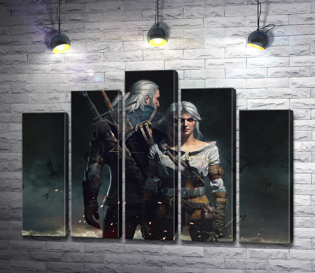 модульная картина Смелые герои игры "Ведьмак" (Witcher): Геральт и Цири (Модуль №29)