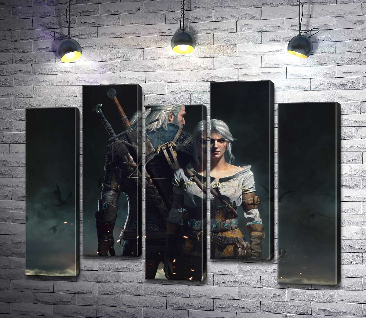 модульная картина Смелые герои игры "Ведьмак" (Witcher): Геральт и Цири (Модуль №30)