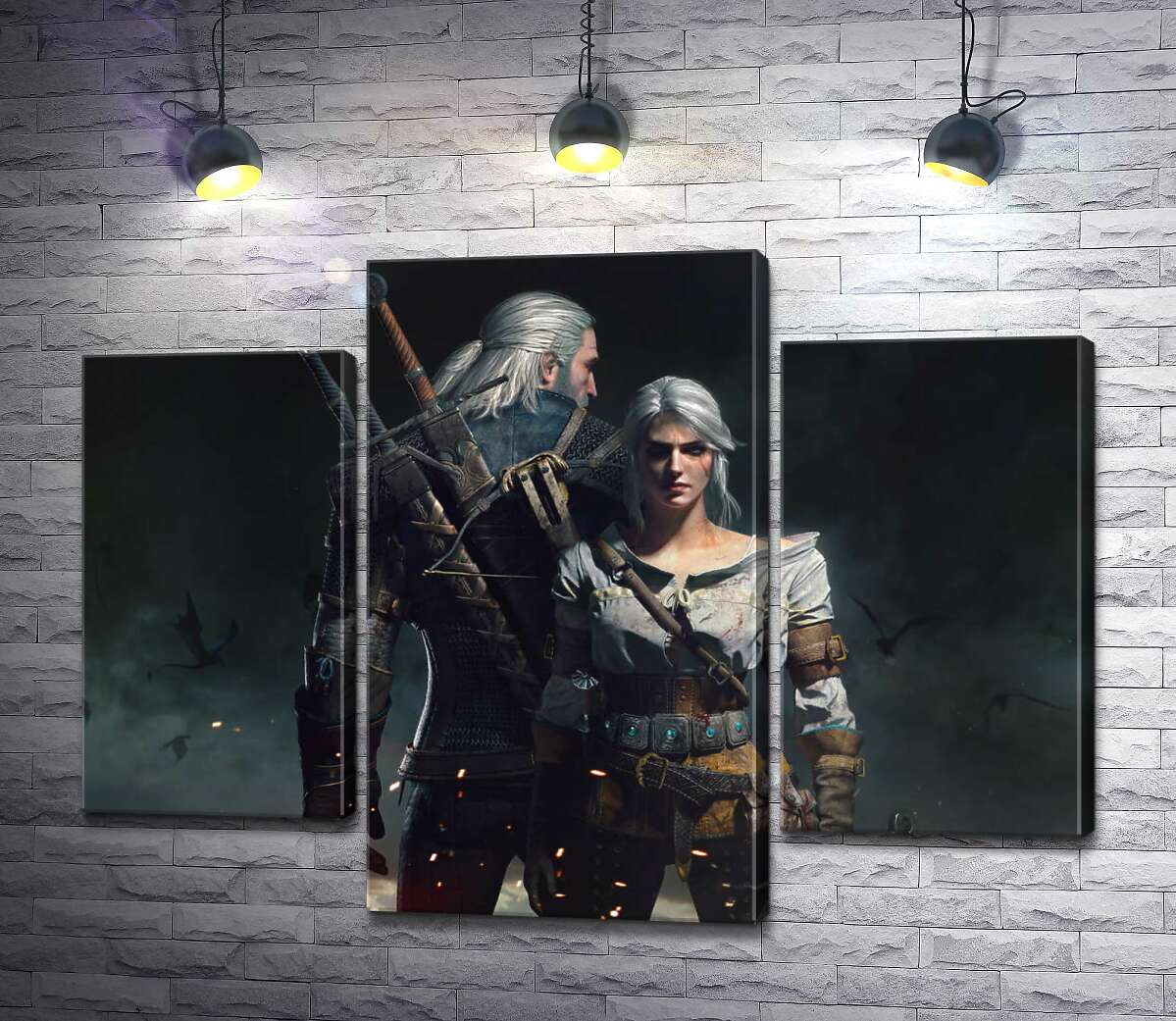 модульна картина Сміливі герої гри "Відьмак"(Witcher): Геральт і Цирі (Модуль №10)